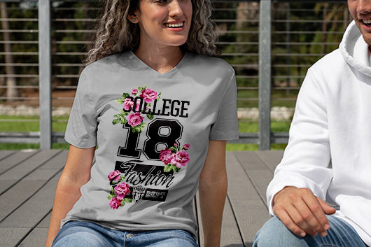 Women's Printed V-neck T-shirt