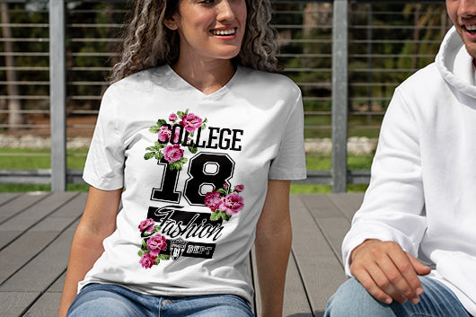 Women's Printed V-neck T-shirt